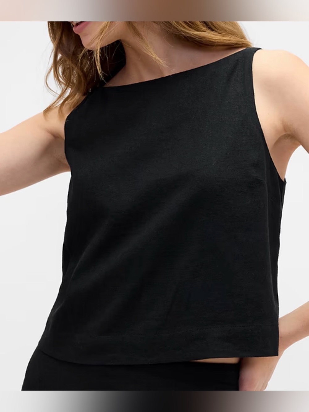 GAP Factory Linen Boatneck Cropped Tank Top